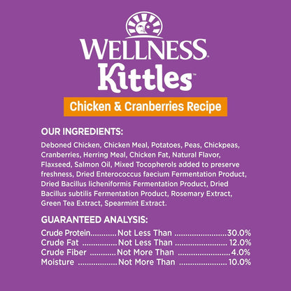 Kittles Crunchy Natural Grain-Free Cat Treats, Chicken & Cranberry, 2-Ounce Bag